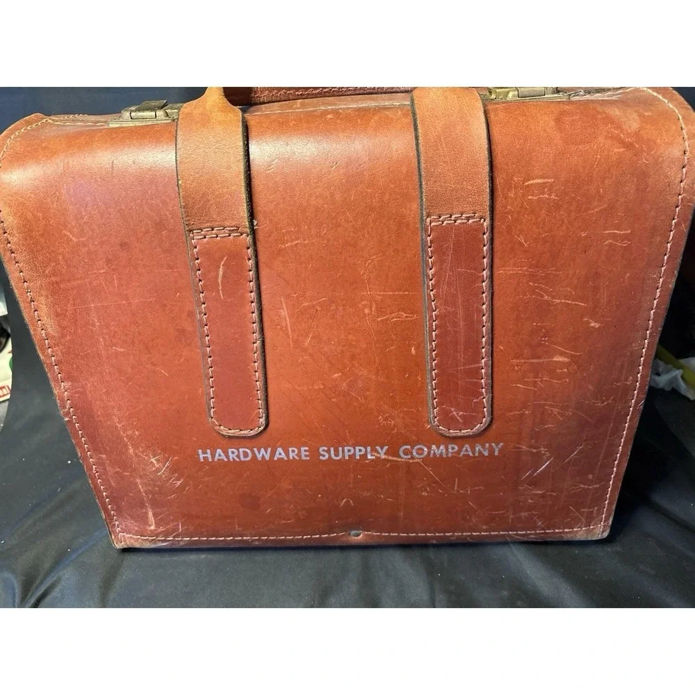 Antique Black Leather Salesman Sample Case Traveling Display Briefcase